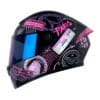 Casco X_One X-500Gt Passport Negro Fucsia Visor Iridium Azul