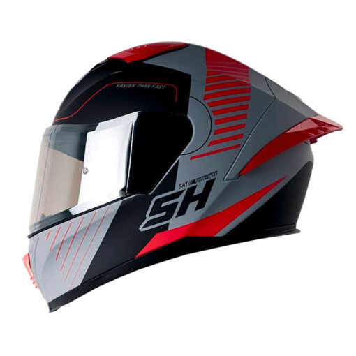 Casco Shaft 590Sr Rapid Gris Rojo Visor Iridium Silver