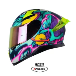 Casco Shaft Pro 612Dv Evo The Abisal Azul Amarillo Visor Iridium Morado