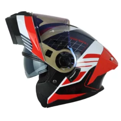 Casco Hro 3480dv Evo Rumble Blanco Rojo Visor Iridium Azul