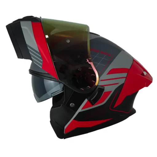 Casco Hro 3480dv Evo Rumble Gris Rojo Visor Iridium Rojo