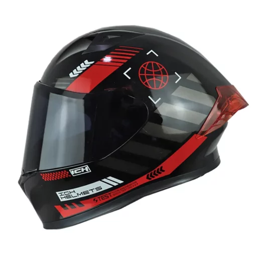 Casco Ich 503 Cyberpunk Negro Rojo Visor Smoke
