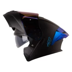 Casco Hro 3480dv Evo Solid Negro Azul Visor Iridium Azul