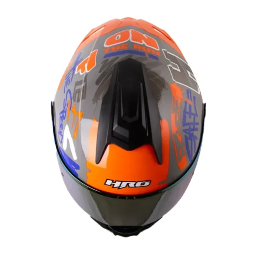 Casco Hro 3480dv Evo Tags Gris Naranja Visor Iridium Naranja 2 - ZONABIKER LA 21 1