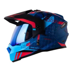 Casco Hro Mx-330Dv Space Azul Rojo Visor Iridium Azul