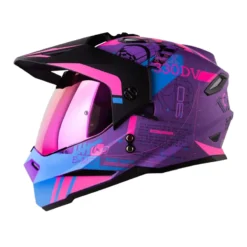 Casco Hro Mx-330Dv Space Race Morado Fucsia Visor Iridium Morado