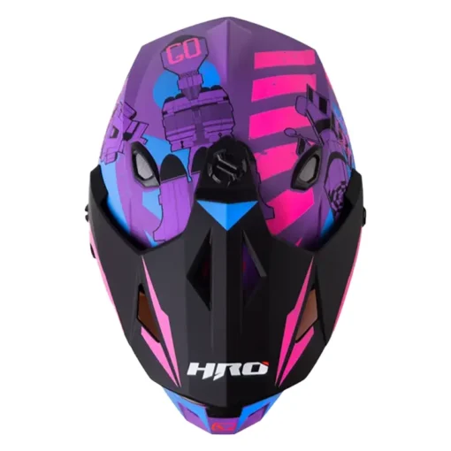 Casco Hro Mx 330Dv Space Race Morado Fucsia Visor Iridium Morado 2 - ZONABIKER LA 21 1