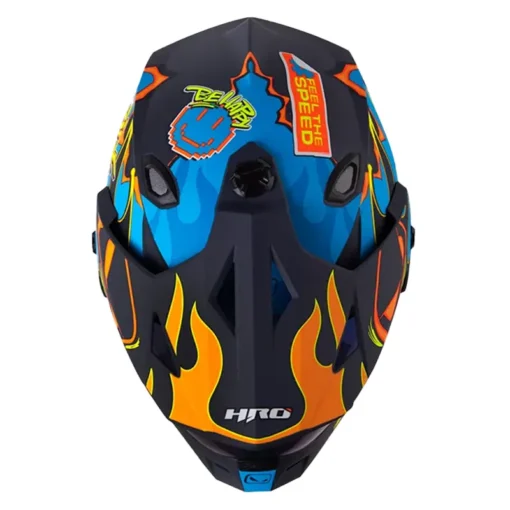 Casco Hro Mx 330Dv Stay Wild Azul Amarillo Visor Iridium Azul 2 - ZONABIKER LA 21 1