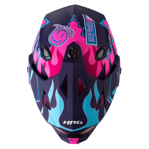 Casco Hro Mx 330Dv Stay Wild Fucsia Morado Visor Iridium Morado 2 - ZONABIKER LA 21 1