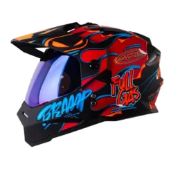 Casco Hro Mx-330Dv Stay Wild Rojo Azul Visor Iridium Azul