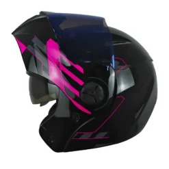 Casco Ich 3110 Cicu Negro Fucsia Visor Azul