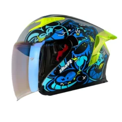 Casco Shaft 226 Gt Anymaniac Gris Azul Visor Iridium Azul