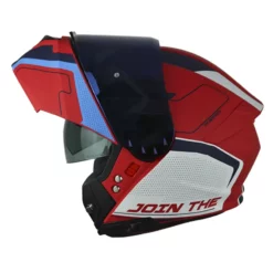 Casco Shaft Pro 4000Dv Evo Split Rojo Blanco Visor Iridium Azul