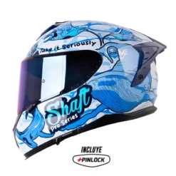 Casco Shaft Pro 610Dv Evo Bluer Plane Azul Claro Visor Iridium Azul