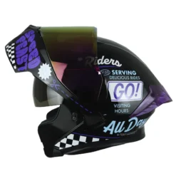 Casco Ich 3120 Fifties Negro Morado Visor Morado