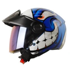 Casco Shaft 212 Carambola Azul Blanco Visor Iridium Azul