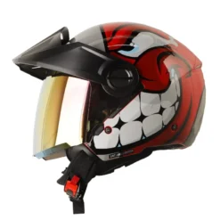 Casco Shaft 212 Carambola Rojo Gris Visor Iridium Rojo