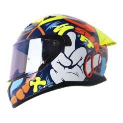 Casco Shaft 522sp Bearty Azul Oscuro Naranja Visor Iridium Azul Transparente