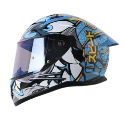 Casco Shaft 522sp Viserion Negro Azul Visor Iridium Azul