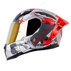 Casco Shaft 562 R Fast Foot Gris Rojo Visor Iridium Rojo