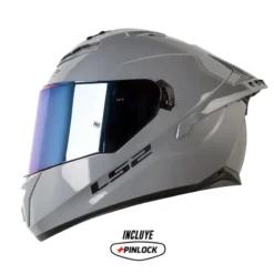 Casco Ls2 Ff806 Solid Gris Visor Iridium Azul