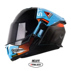 Casco Ls2 Ff808 Moonwalk Azul Naranja Visor Smoke
