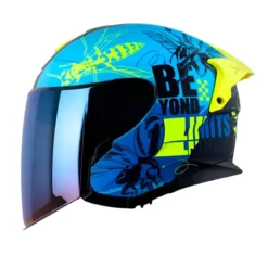 Casco Shaft Pro 240Dv Franz Azul Amarillo Visor Iridium Azul