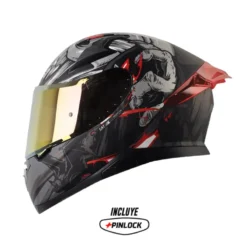 Casco Shaft Pro 612Dv Evo Dracula Negro Gris Visor Iridium Rojo
